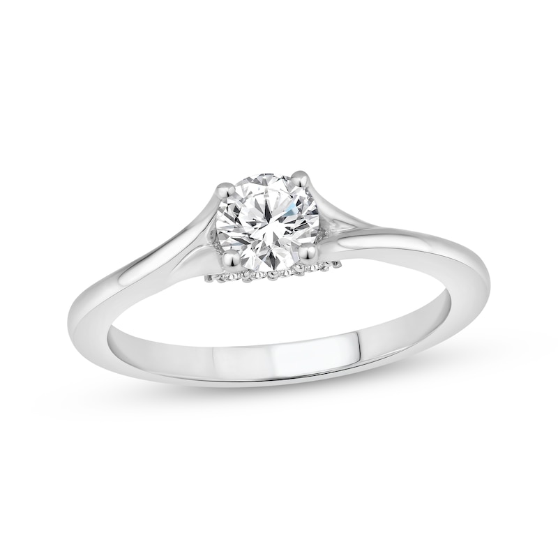 Main Image 1 of Round-Cut Diamond Solitaire Plus Engagement Ring 1/2 ct tw 10K White Gold