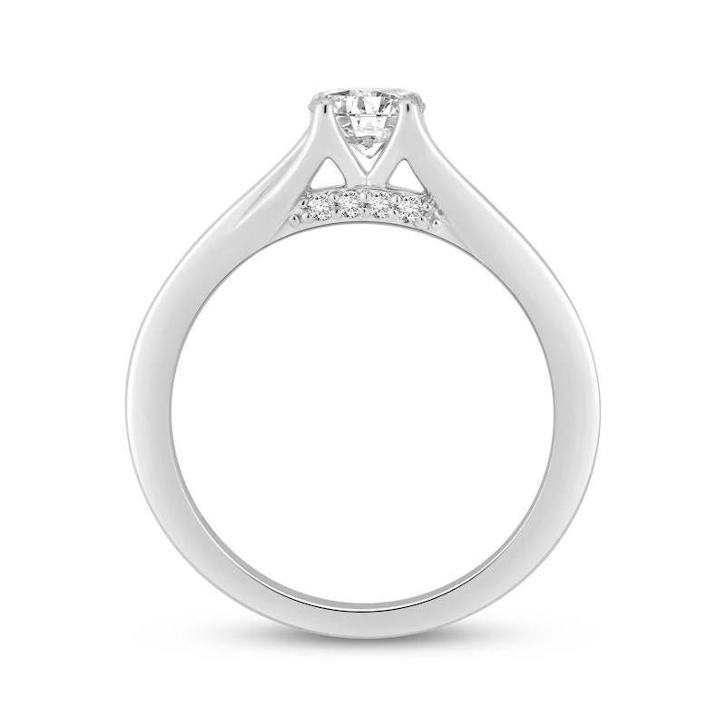 Main Image 3 of Round-Cut Diamond Solitaire Plus Engagement Ring 1/2 ct tw 10K White Gold
