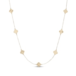 Italian Brilliance Diamond-Cut Clover Station Necklace 14K Yellow Gold 20"