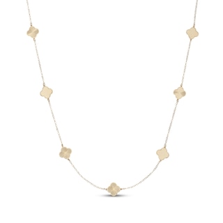 Italian Brilliance Diamond-Cut Clover Station Necklace 14K Yellow Gold 20"