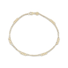 Italian Brilliance Diamond-Cut Bead Station Bracelet 14K Yellow Gold 7.5"