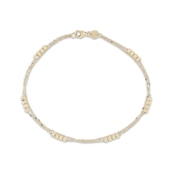 Italian Brilliance Diamond-Cut Bead Station Bracelet 14K Yellow Gold 7.5"