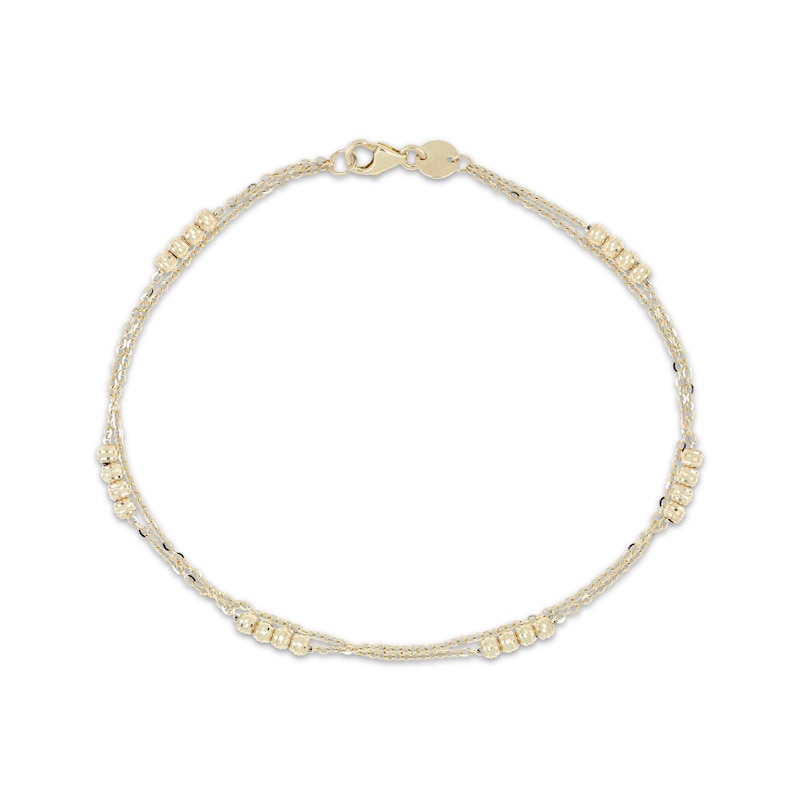Main Image 1 of Italian Brilliance Diamond-Cut Bead Station Bracelet 14K Yellow Gold 7.5"
