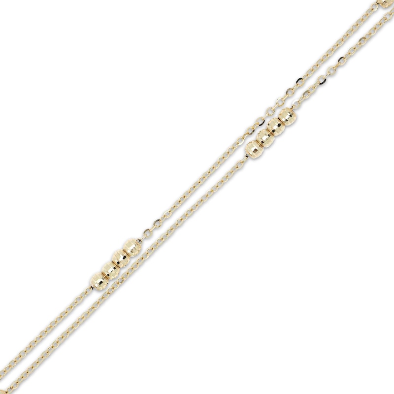Main Image 2 of Italian Brilliance Diamond-Cut Bead Station Bracelet 14K Yellow Gold 7.5"