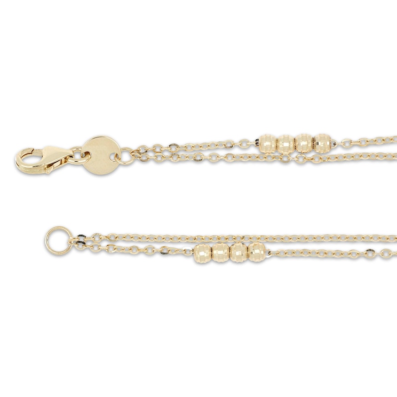 Main Image 3 of Italian Brilliance Diamond-Cut Bead Station Bracelet 14K Yellow Gold 7.5"
