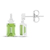 Thumbnail Image 3 of Emerald-Cut Peridot & White Lab-Created Sapphire Dangle Earrings Sterling Silver