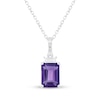 Thumbnail Image 1 of Emerald-Cut Amethyst & White Lab-Created Sapphire Necklace Sterling Silver 18"
