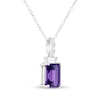 Thumbnail Image 2 of Emerald-Cut Amethyst & White Lab-Created Sapphire Necklace Sterling Silver 18"