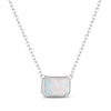 Thumbnail Image 1 of STUDIO BY KAY Emerald-Cut Lab-Created Opal Bezel-Set Solitaire Necklace Sterling Silver 18"