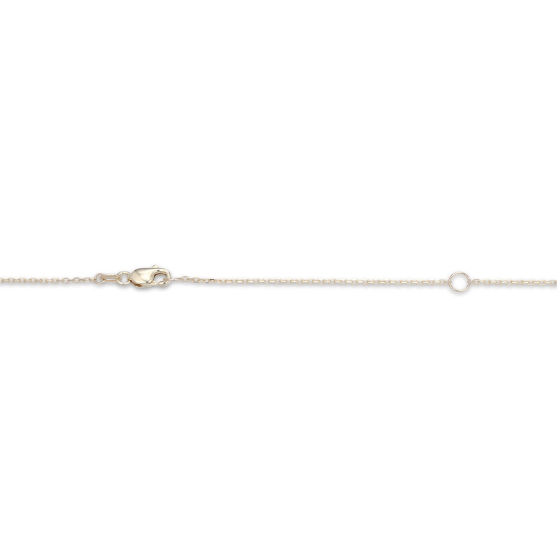 Main Image 4 of Lab-Created Opal "Love" Script Necklace 10K Yellow Gold 18"