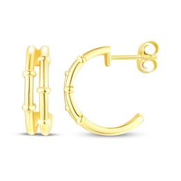 STUDIO BY KAY Two-Row Beaded J-Hoop Earrings 24K Yellow Gold Vermeil Sterling Silver