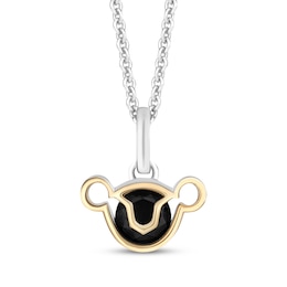 Disney Treasures The Lion King "Simba" Black Onyx Necklace Sterling Silver & 10K Yellow Gold 17"