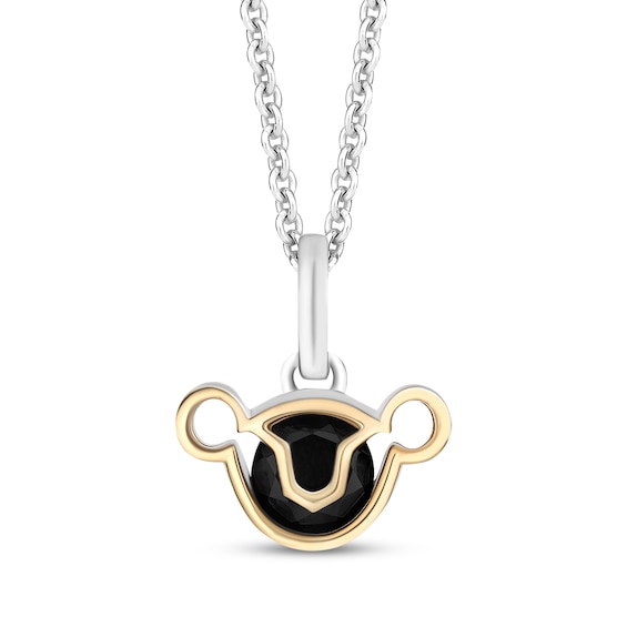Disney Treasures The Lion King "Simba" Black Onyx Necklace Sterling Silver & 10K Yellow Gold 17"