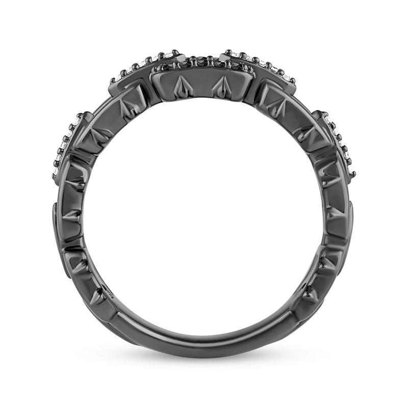 Main Image 3 of Ink & Ice Black & White Diamond Chain Link Ring 1/10 ct tw Black Rhodium-Plated Sterling Silver