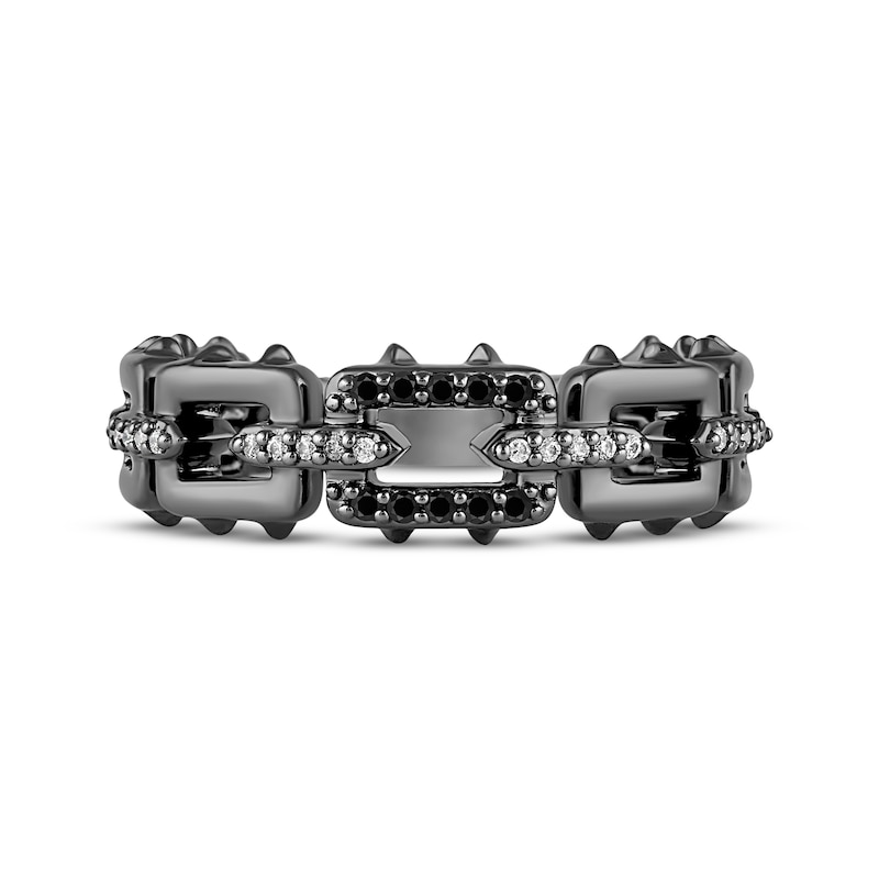 Main Image 4 of Ink & Ice Black & White Diamond Chain Link Ring 1/10 ct tw Black Rhodium-Plated Sterling Silver