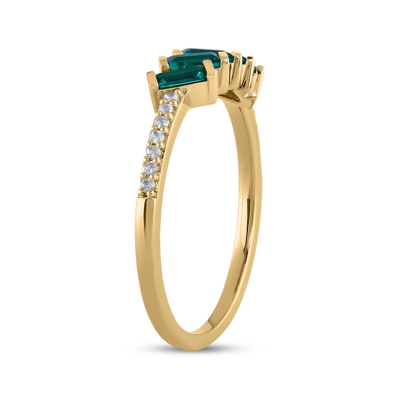 Main Image 2 of STUDIO BY KAY Baguette-Cut Lab-Created Emerald & White Lab-Created Sapphire Ring 24K Yellow Gold Vermeil Sterling Silver