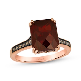 Le Vian Emerald-Cut Garnet & Ruby Ring 1/3 ct tw Diamonds 14K Strawberry Gold