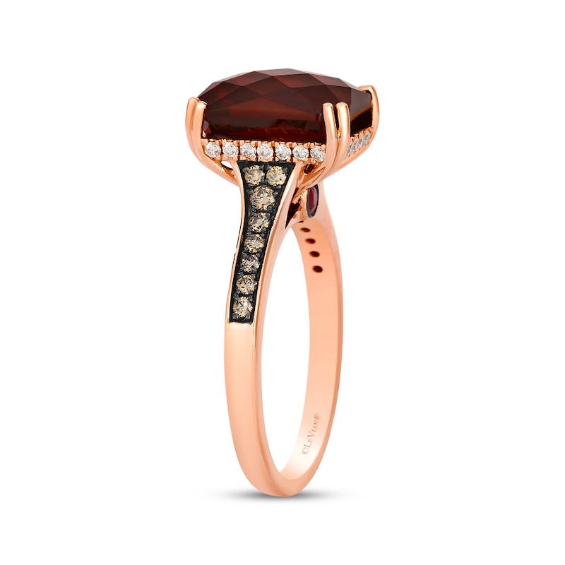 Main Image 2 of Le Vian Emerald-Cut Garnet & Ruby Ring 1/3 ct tw Diamonds 14K Strawberry Gold