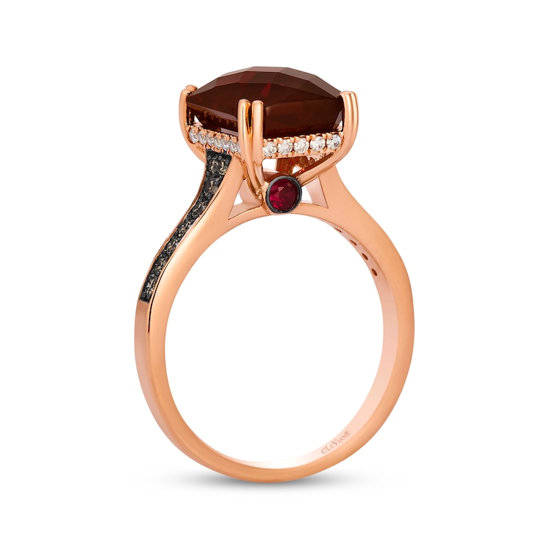 Main Image 3 of Le Vian Emerald-Cut Garnet & Ruby Ring 1/3 ct tw Diamonds 14K Strawberry Gold