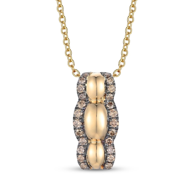 Main Image 1 of Le Vian Chocolate Waterfall Diamond Necklace 1/5 ct tw 14K Honey Gold 20"