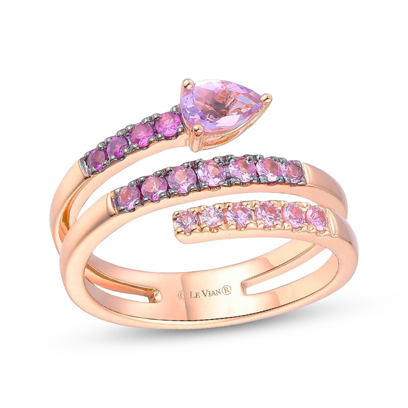 Main Image 1 of Le Vian Good Karma Pear-Shaped Amethyst & Pink Sapphire Ring 14K Strawberry Gold