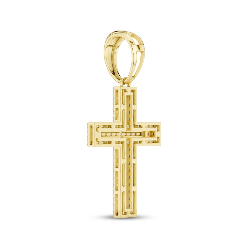 Main Image 4 of Diamond Multi-Row Cross Charm 1 ct tw 10K Yellow Gold