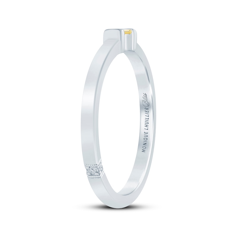 Main Image 2 of Monique Lhuillier Bliss Baguette-Cut Yellow Lab-Grown Diamond Solitaire Anniversary Ring 1/10 ct tw 18K White Gold