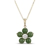 Thumbnail Image 1 of Nephrite Jade & Multi-Diamond Flower Necklace 1/10 ct tw 14K Yellow Gold 18"