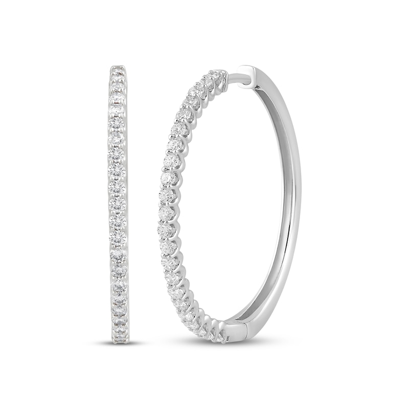 Main Image 1 of KAY Lab-Grown Diamonds Hoop Earrings 1 ct tw Sterling Silver