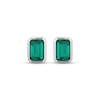 Thumbnail Image 2 of STUDIO BY KAY Emerald-Cut Lab-Created Emerald Bezel-Set Solitaire Stud Earrings Sterling Silver