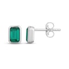 Thumbnail Image 3 of STUDIO BY KAY Emerald-Cut Lab-Created Emerald Bezel-Set Solitaire Stud Earrings Sterling Silver