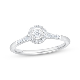 Now + Forever Diamond Halo Engagement Ring 1/4 ct tw 14K White Gold