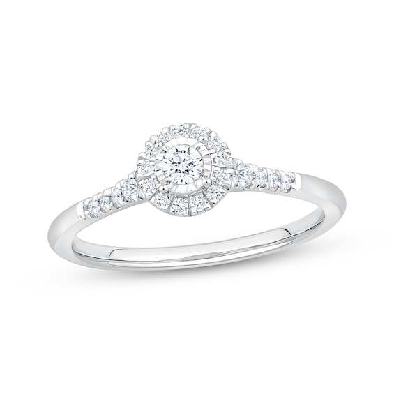 Now + Forever Diamond Halo Engagement Ring 1/4 ct tw 14K White Gold