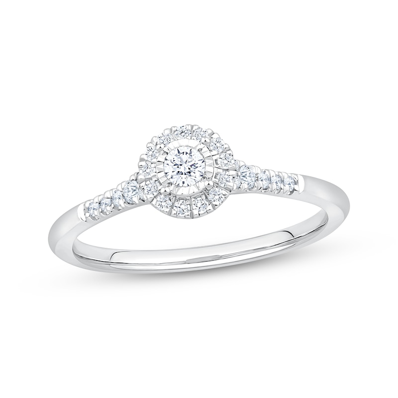 Main Image 1 of Now + Forever Diamond Halo Engagement Ring 1/4 ct tw 14K White Gold