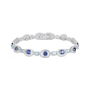 Thumbnail Image 1 of Swiss Blue Topaz, Blue & White Lab-Created Sapphire Evil Eye Bracelet 7.25"