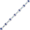 Thumbnail Image 2 of Swiss Blue Topaz, Blue & White Lab-Created Sapphire Evil Eye Bracelet 7.25"