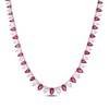 Thumbnail Image 1 of Pear-Shaped Lab-Created Ruby & White Lab-Created Sapphire Line Necklace Sterling Silver 18"