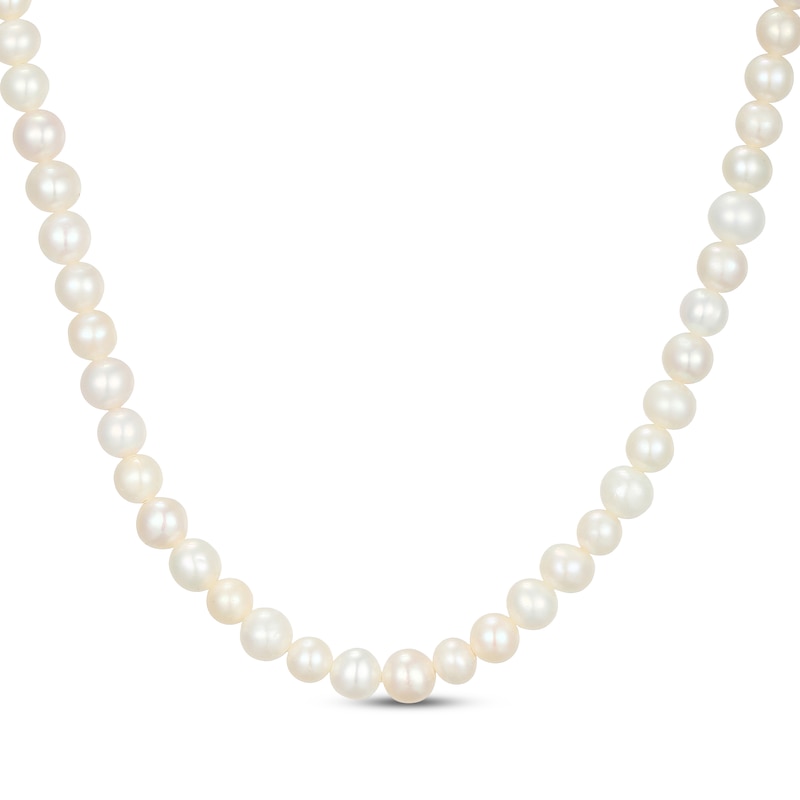 Main Image 1 of 4.5-5mm Cultured Pearl & White Lab-Created Sapphire Strand Necklace Sterling Silver 18"