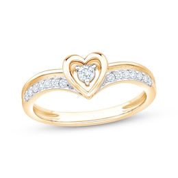 KAY Lab-Grown Diamonds Heart-Shaped Promise Ring 1/5 ct tw 10K Yellow Gold