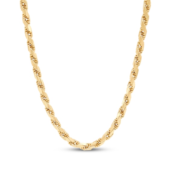 4mm Rope Chain Necklace Hollow 10K Yellow Gold 22"