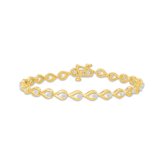 KAY Lab-Grown Diamonds Teardrop Link Bracelet 1 ct tw 10K Yellow Gold 7"