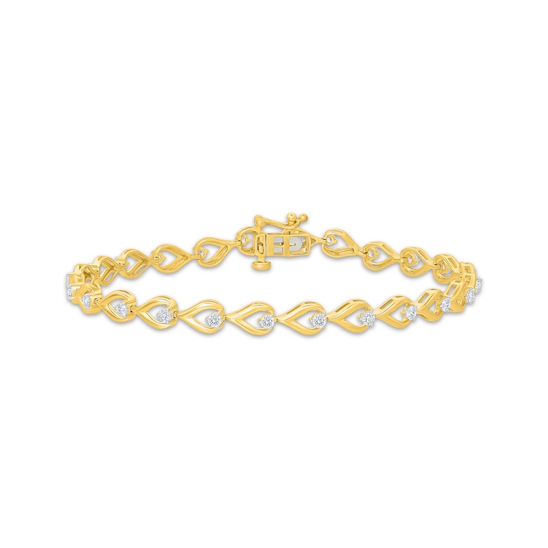 Main Image 1 of KAY Lab-Grown Diamonds Teardrop Link Bracelet 1 ct tw 10K Yellow Gold 7"