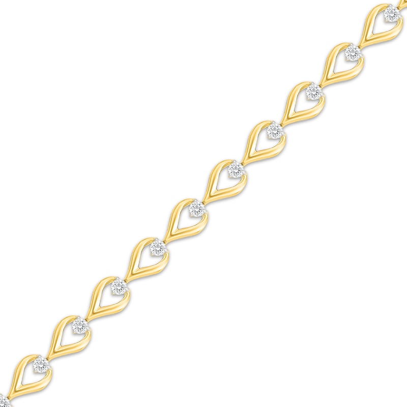 Main Image 2 of KAY Lab-Grown Diamonds Teardrop Link Bracelet 1 ct tw 10K Yellow Gold 7"