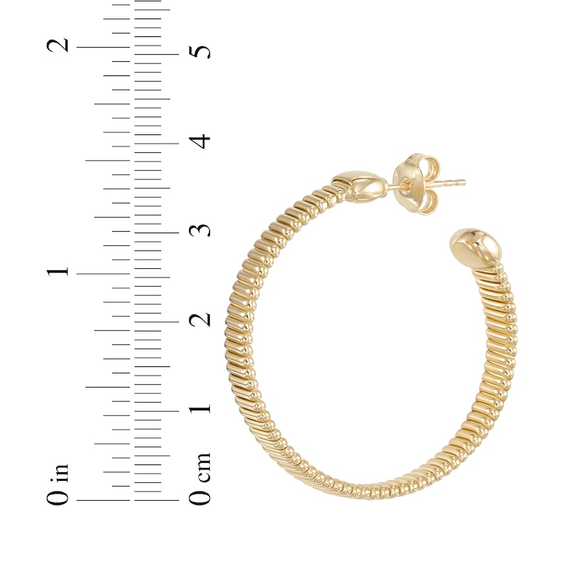 Main Image 4 of Ribbed Hoop Earrings 24K Yellow Gold Vermeil Sterling Silver 35mm