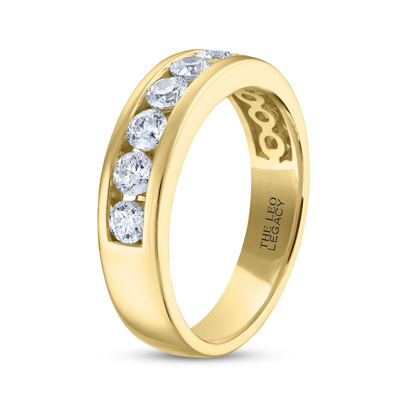 Main Image 2 of THE LEO Legacy Lab-Grown Diamond Men's Channel Wedding Band 1 ct tw 14K Yellow Gold