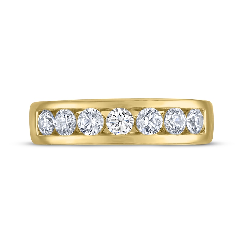 Main Image 3 of THE LEO Legacy Lab-Grown Diamond Men's Channel Wedding Band 1 ct tw 14K Yellow Gold