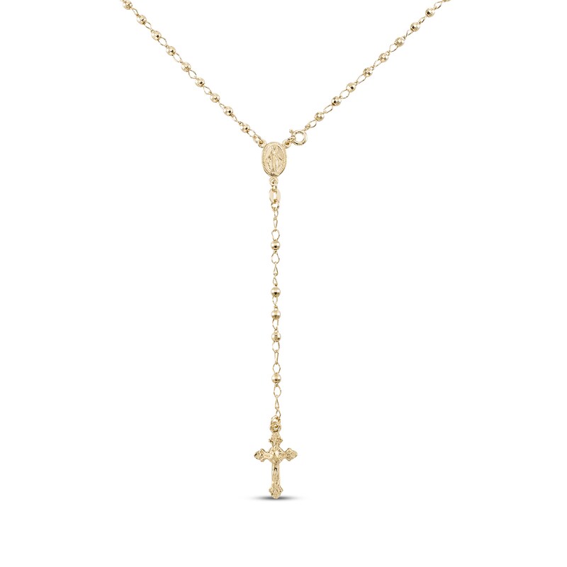 Main Image 1 of Beaded Rosary Necklace 24K Yellow Gold Vermeil Sterling Silver 18"