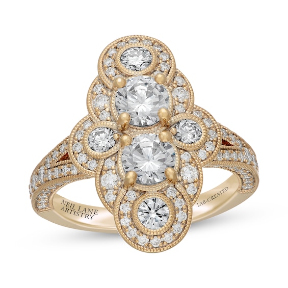 Neil Lane Artistry Lab-Grown Diamond Vintage-Style Engagement Ring 2 ct tw 14K Yellow Gold