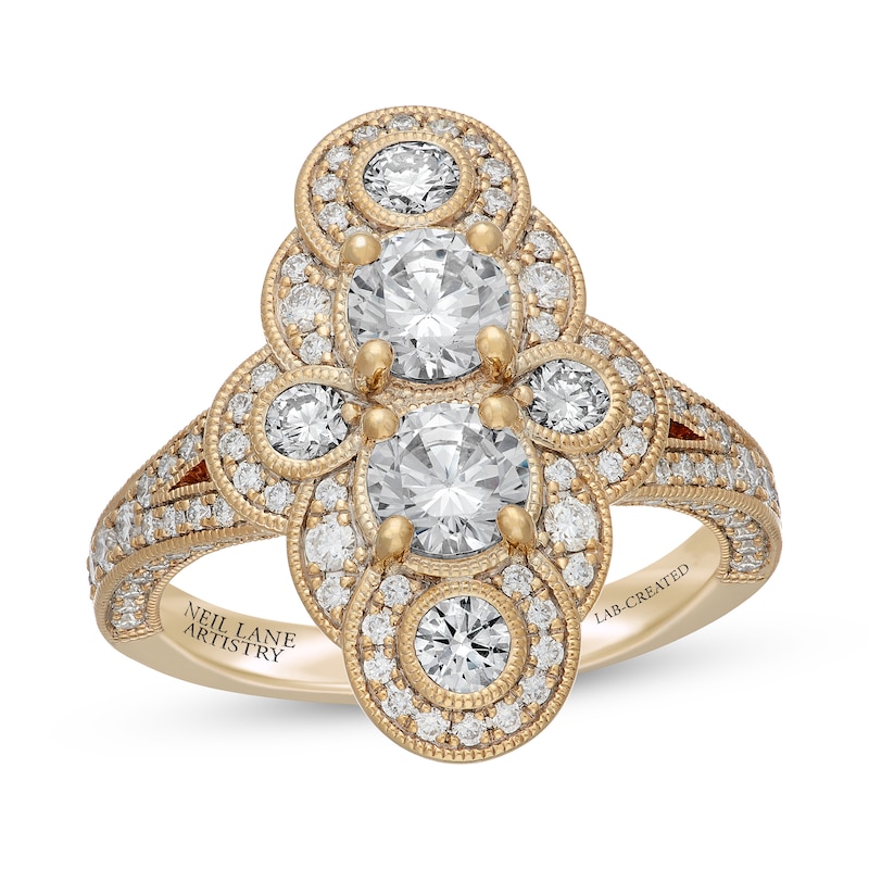 Main Image 1 of Neil Lane Artistry Lab-Grown Diamond Vintage-Style Engagement Ring 2 ct tw 14K Yellow Gold