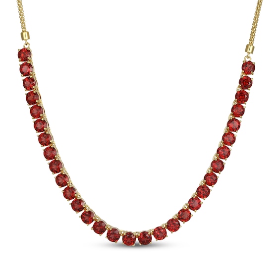 STUDIO BY KAY Garnet Smile Necklace 24K Yellow Gold Vermeil Sterling Silver 18"